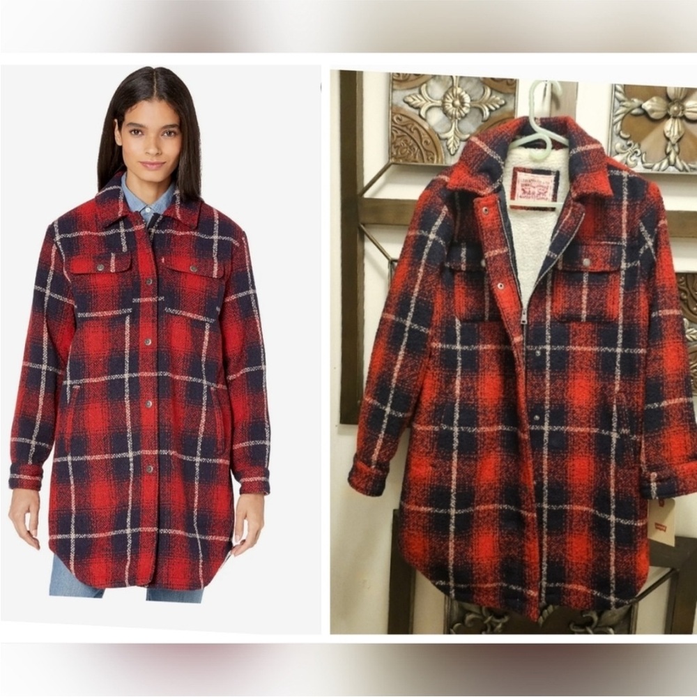 Levi's Women's Red and Blue Checkered Utility Jacket